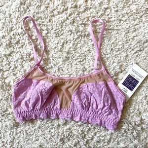 Hanky Panky pink lace and mesh wire free bralette size XS